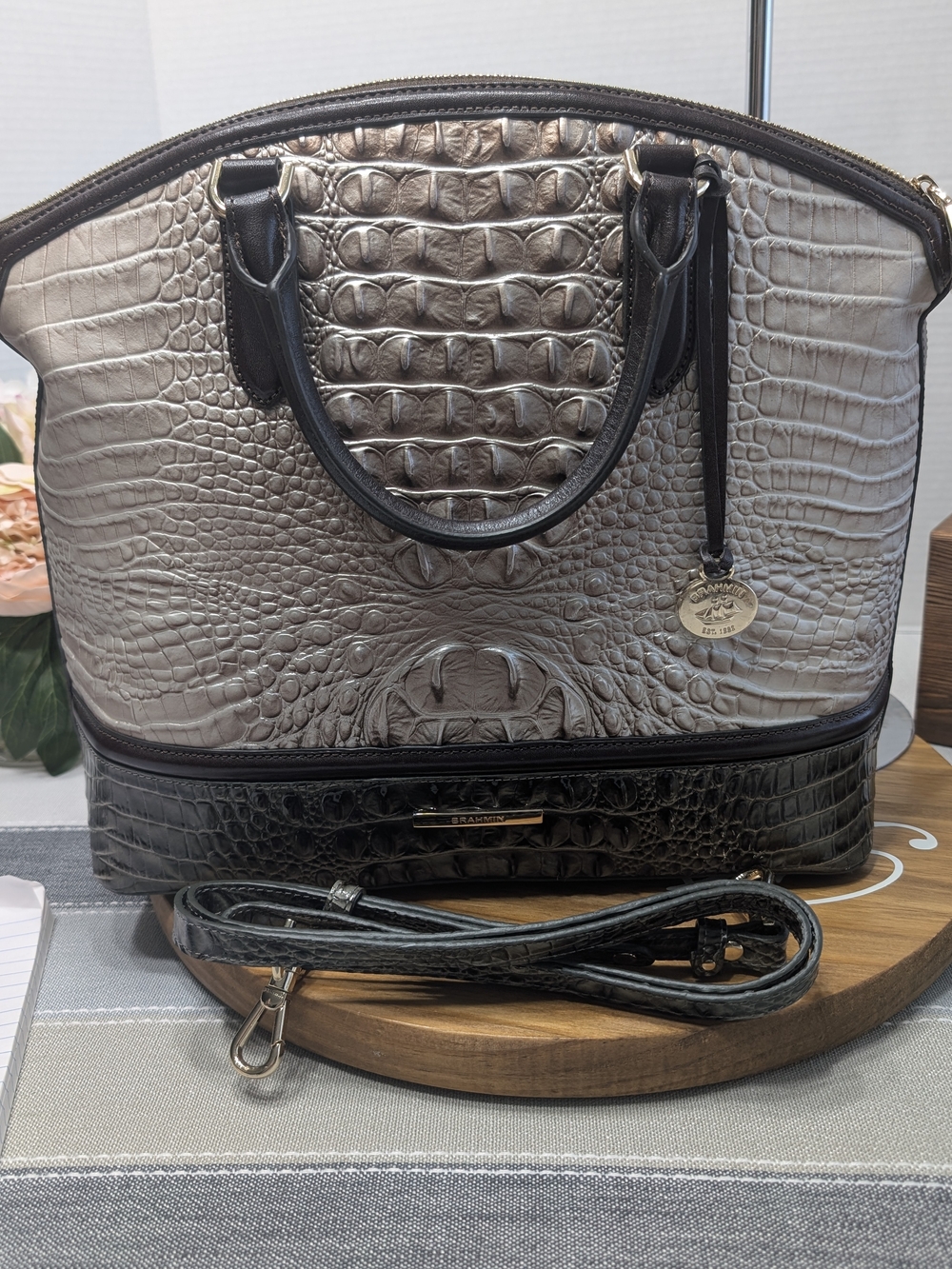 Brahmin LG Leather Duxbury Silver Lining Windemere Satchel - Picture 7 of 11